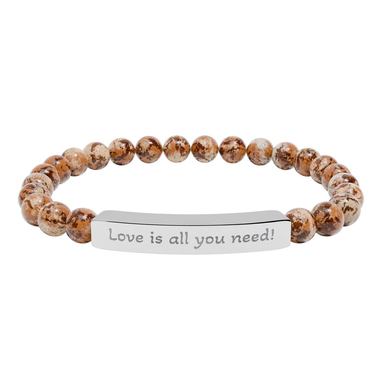 Engraved Natural Stone Stretch Bracelet — “Love is all you need!”