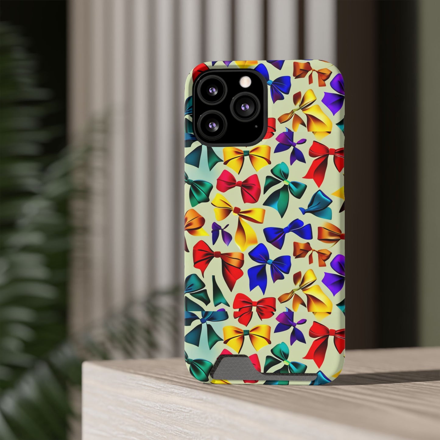 Colorful Bow Pattern Phone Card Case — Slim Wallet Phone Case