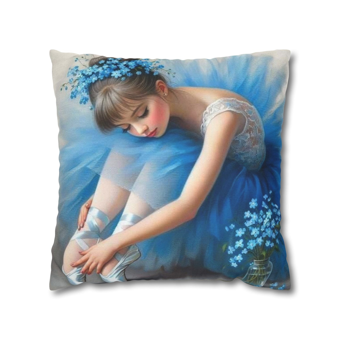 Blue Ballerina Spun Polyester Square Pillowcase