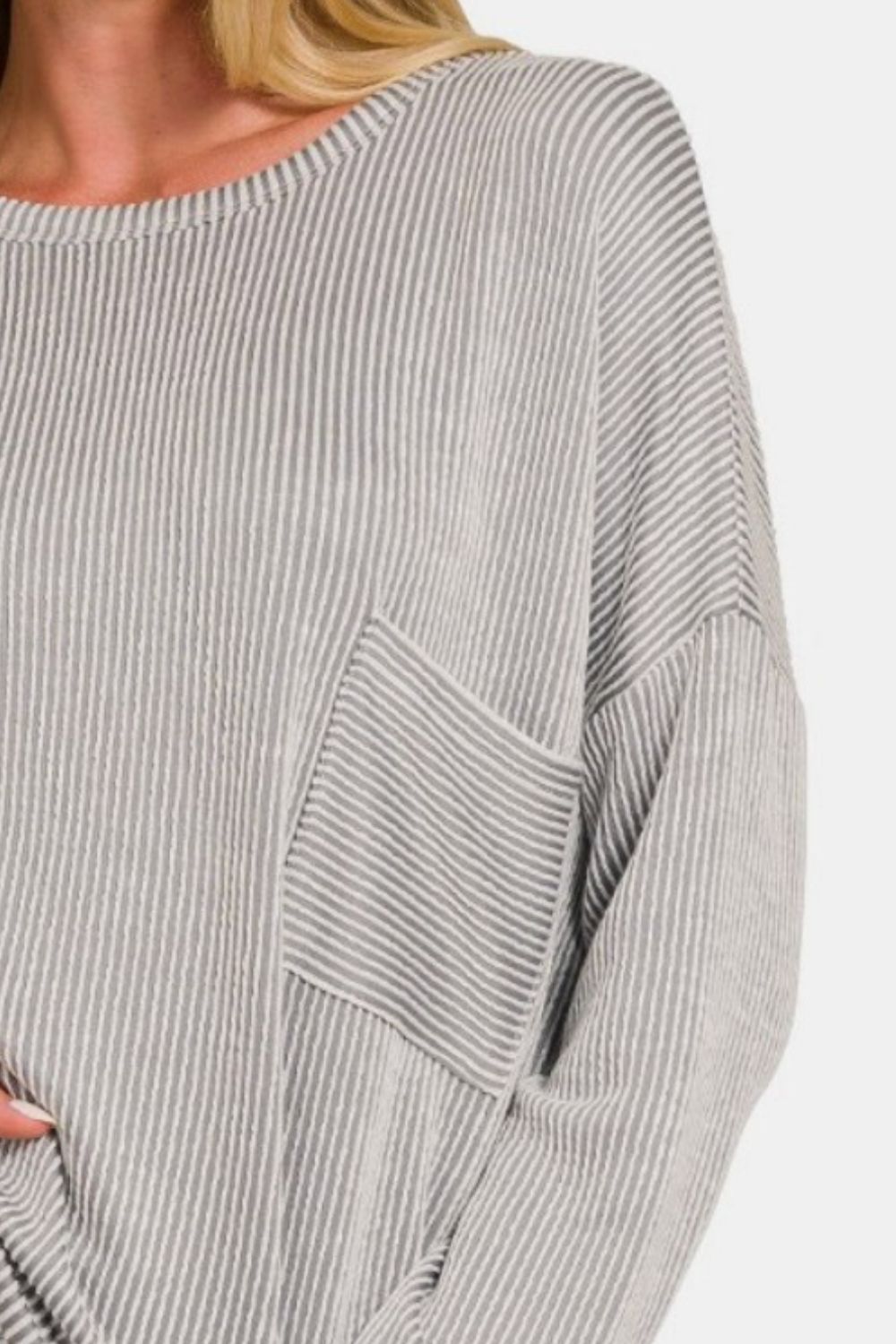 Zenana Ribbed Striped Long Sleeve T-Shirt