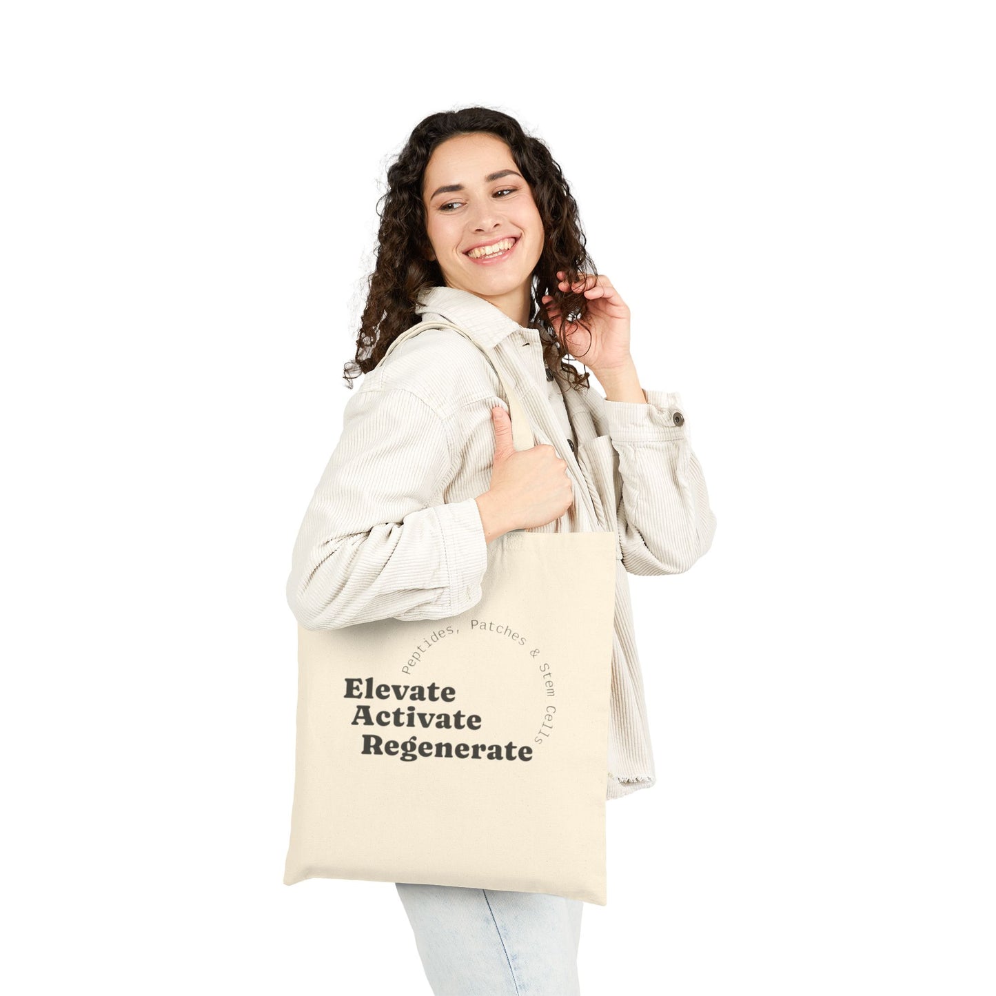 Canvas Tote Bag — "Elevate Activate Regenerate" Motivational Eco Grocery Tote