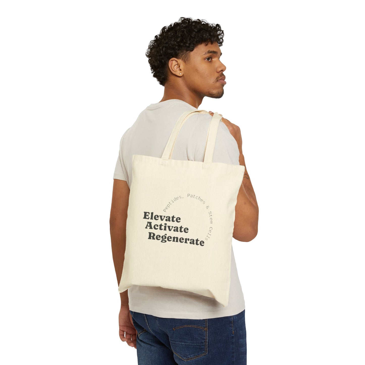 Canvas Tote Bag — "Elevate Activate Regenerate" Motivational Eco Grocery Tote