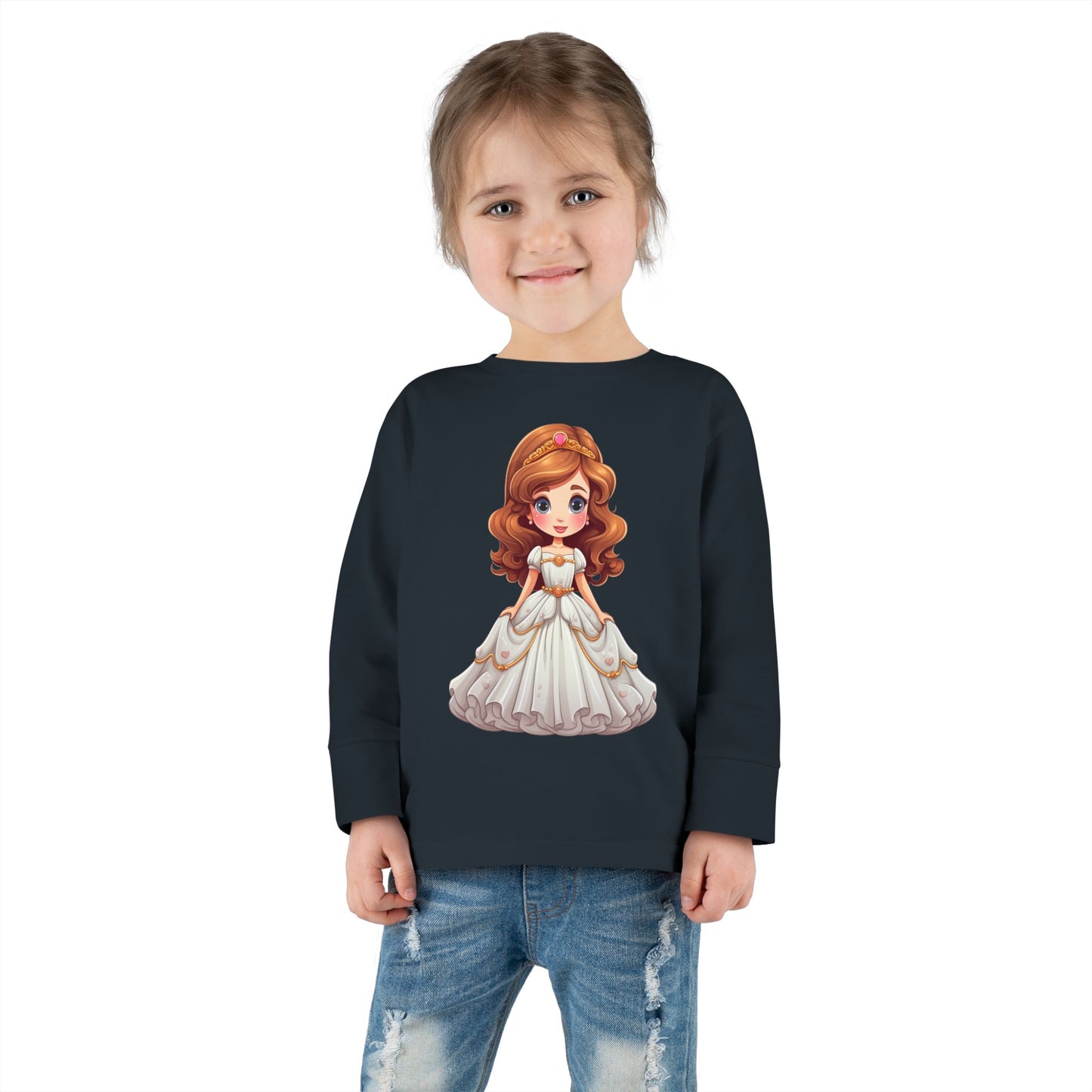 Toddler Princess Long Sleeve Tee, Adorable Girl's Shirt, Birthday Gift, Dress Up Tee, Toddler Top, Cute Graphic Tee