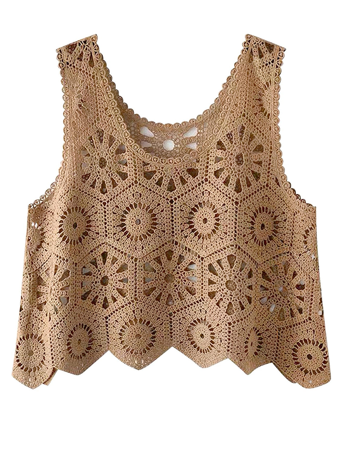 Openwork Round Neck Knit Vest