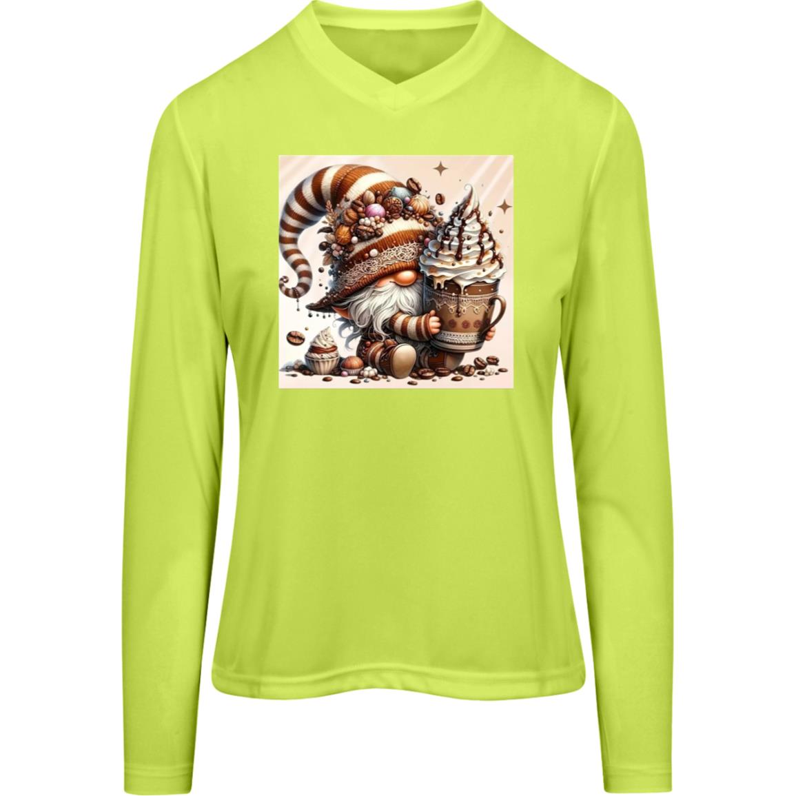 Gnome With Hot Chocolate TT11WL Team 365 Womens Zone Long Sleeve Tee