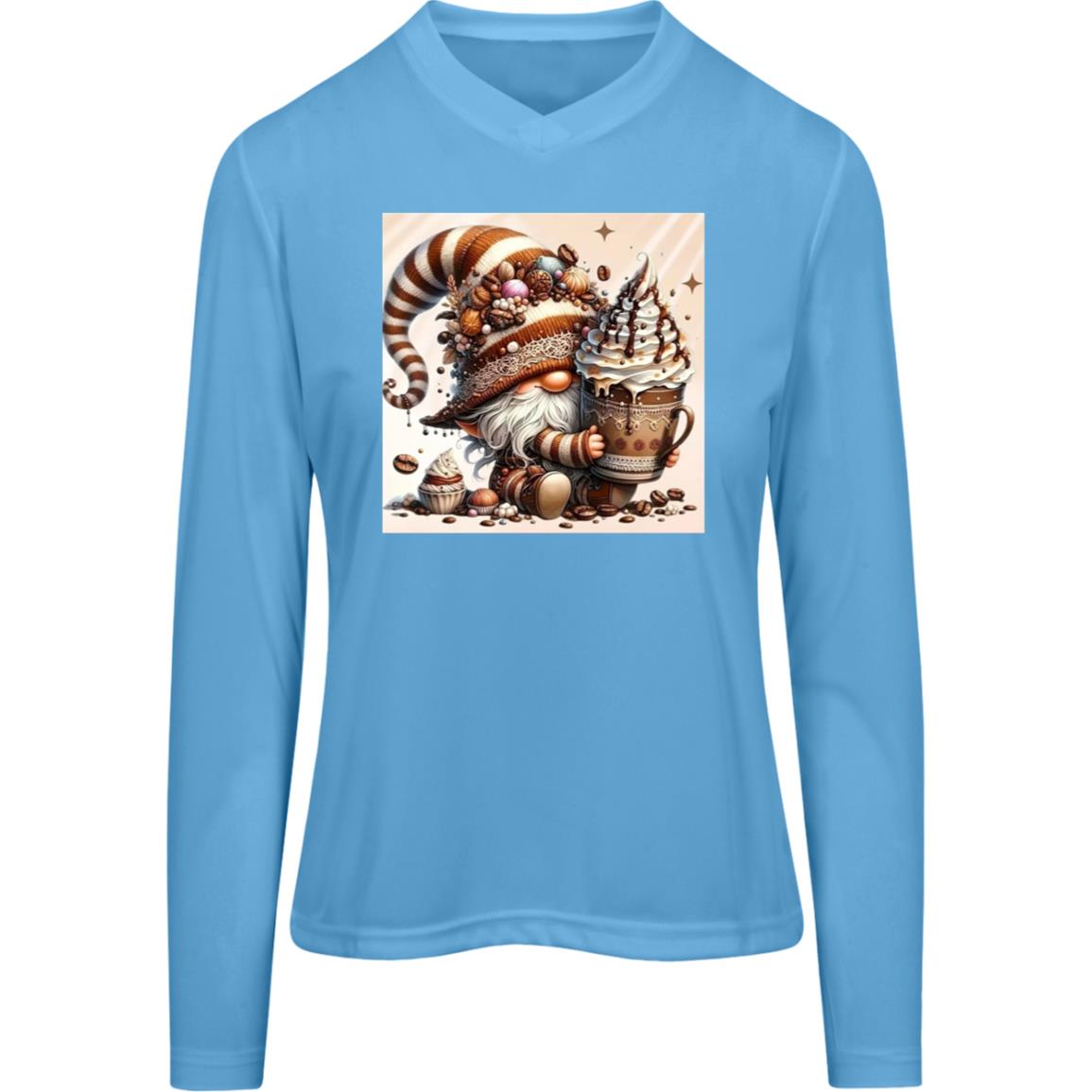 Gnome With Hot Chocolate TT11WL Team 365 Womens Zone Long Sleeve Tee