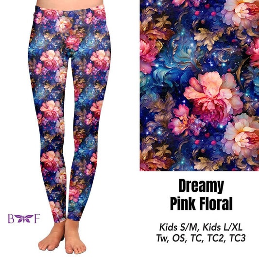 Dreamy Pink Floral leggings with pockets