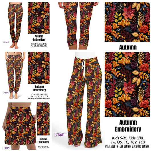 Autumn Embroidery capris and skorts with pockets