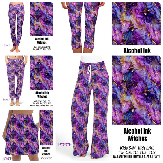 Alcohol Ink Witches capris and bike shorts with pockets