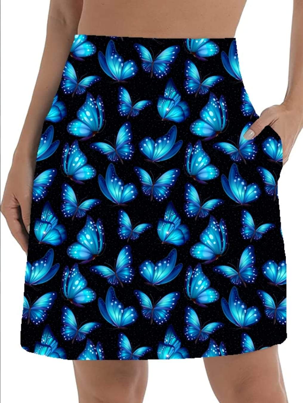 Blue Electric Butterfly: Adult Skort with pockets