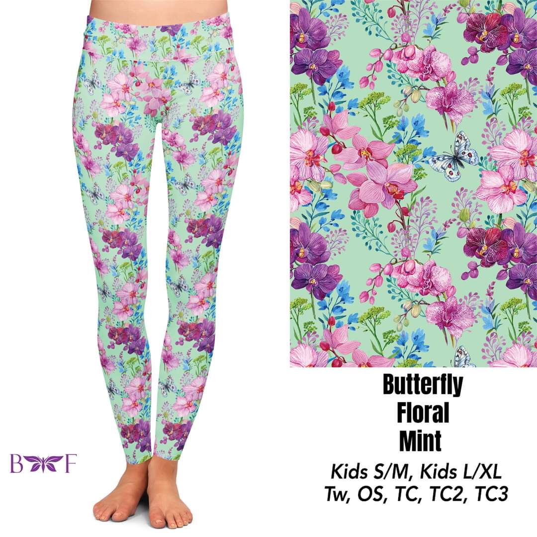 Hummingbird Floral Mint capris with pockets