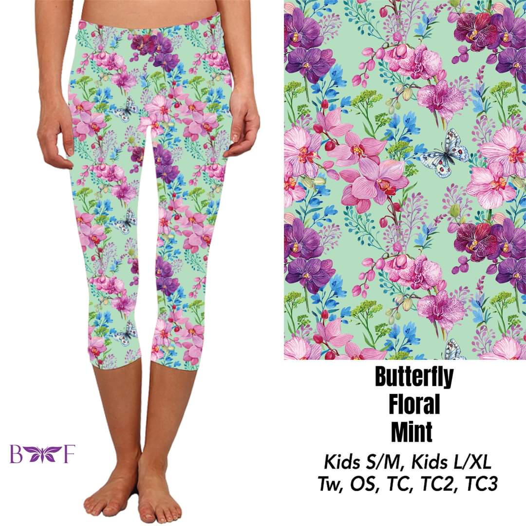 Hummingbird Floral Mint capris with pockets