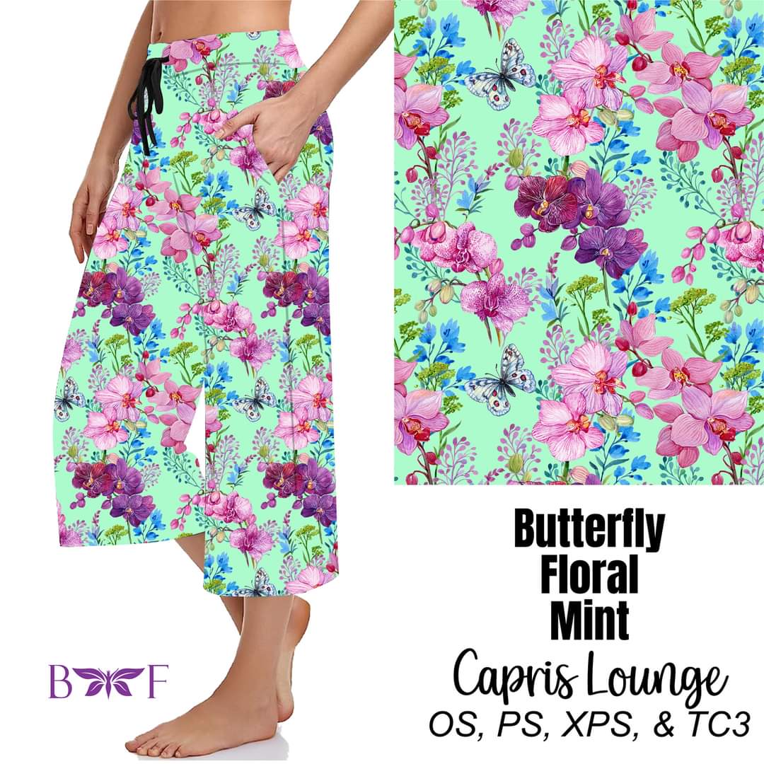 Hummingbird Floral Mint capris with pockets