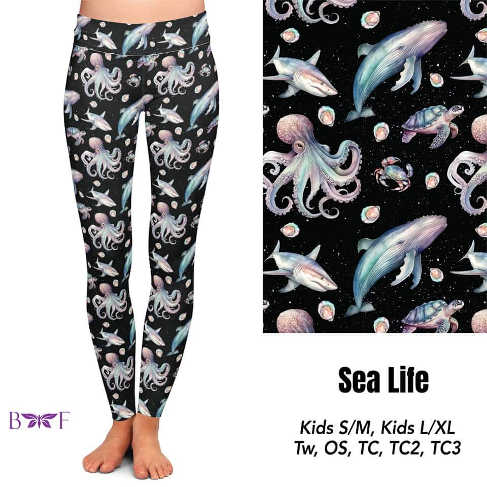 Sea Life Capris and Biker Shorts with pockets