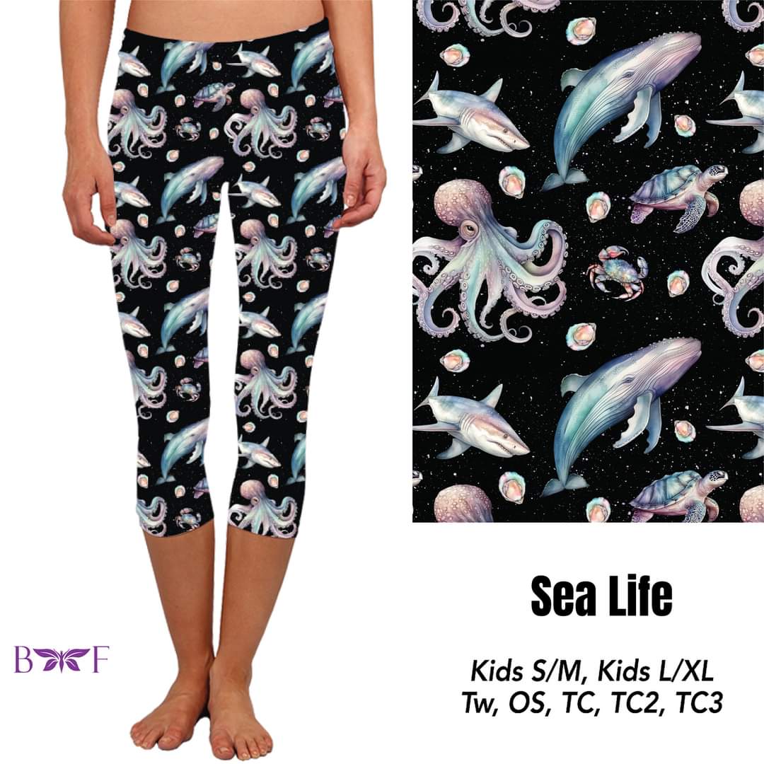 Sea Life Capris and Biker Shorts with pockets