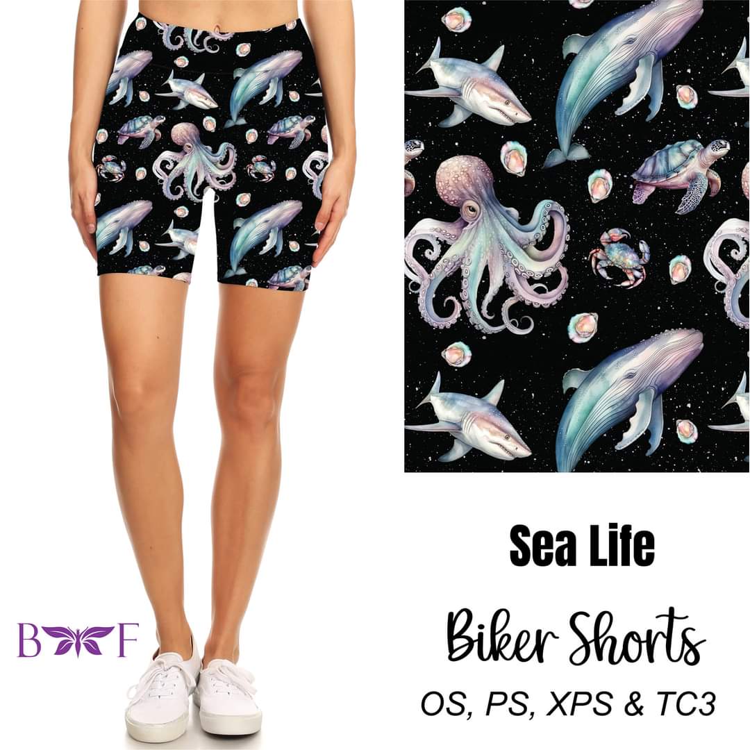 Sea Life Capris and Biker Shorts with pockets