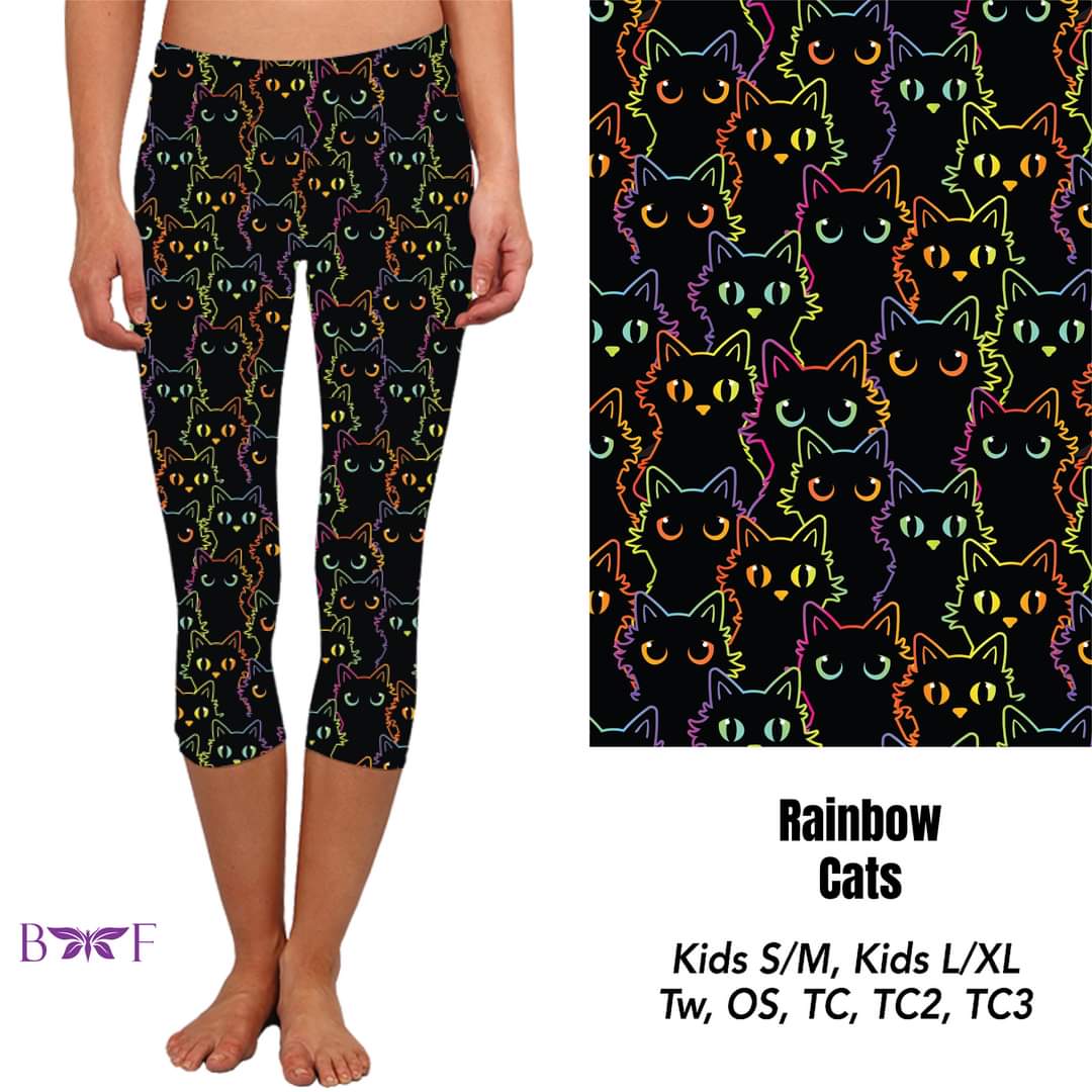 Rainbow Cats Capris, and Biker Shorts with pockets