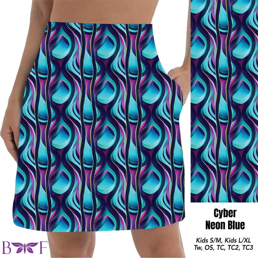 Cyber Neon Blue Skort