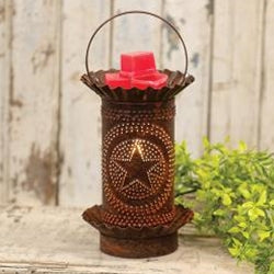 Rusty Mini Tart Wax Warmer Melter with Punched Stars - Flameless Plug In
