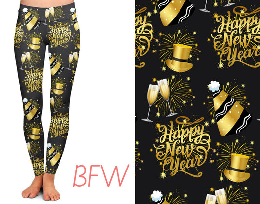 Happy New Years leggings with pockets