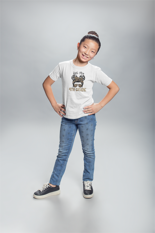 Little Miss 4th Grade in Animal Print Kids Heavy Cotton™ Tee