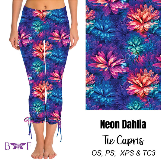 Neon Dahlia capris and Biker Shorts with pockets