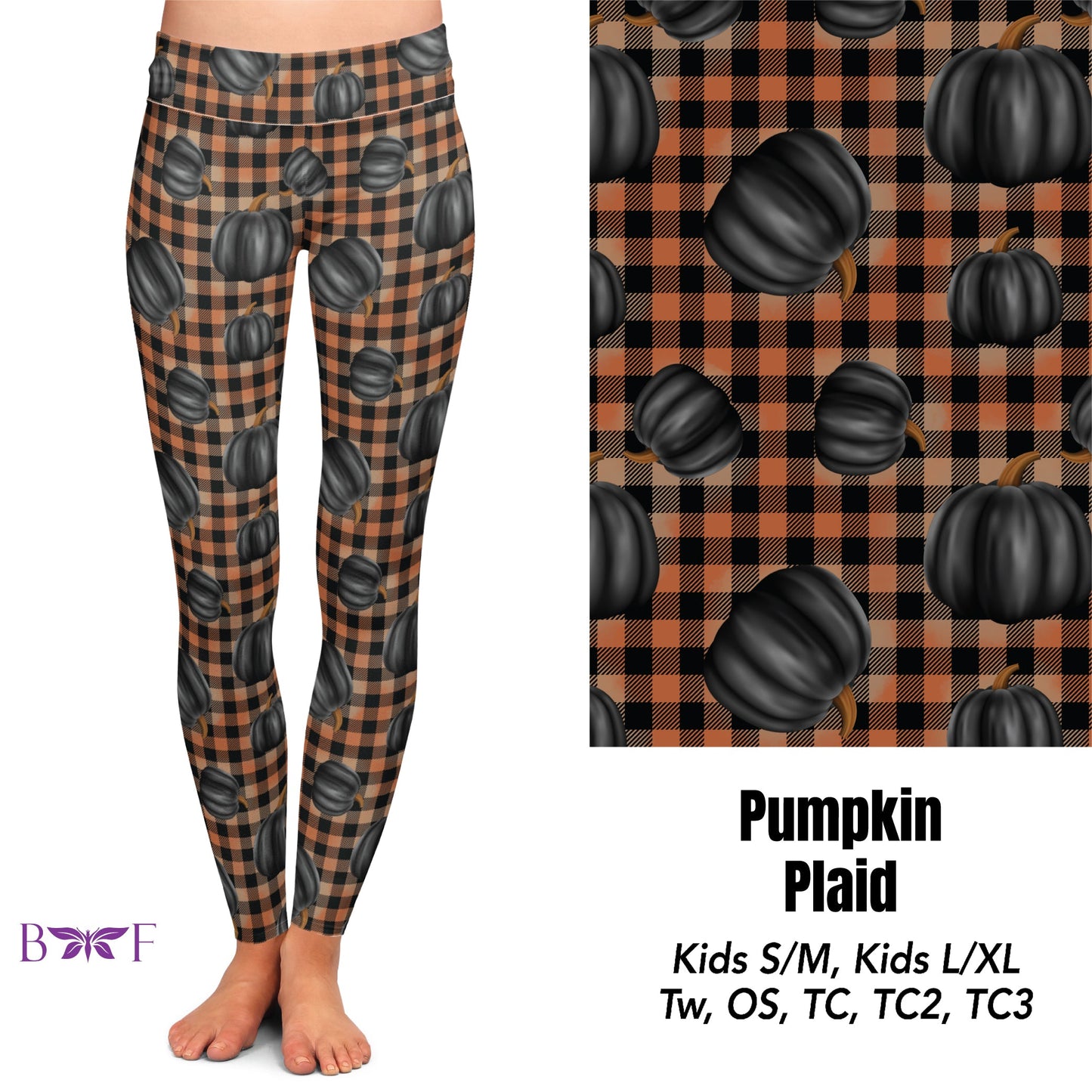 Pumpkin Plaid Leggings with pockets