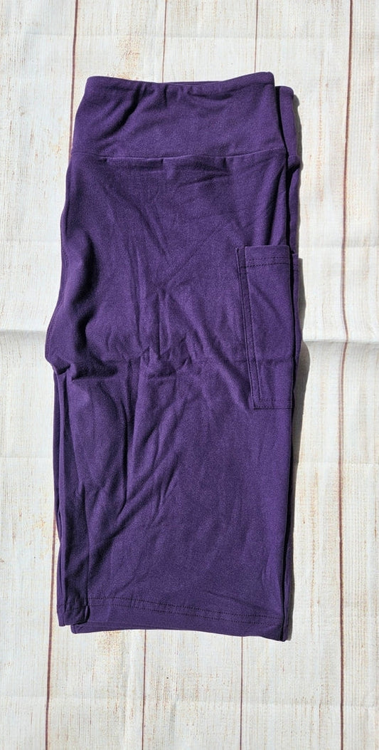 Brylah Purple Solid Capris with pockets