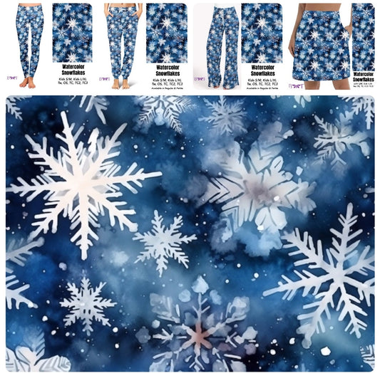 Watercolor Snowflakes leggings with pockets