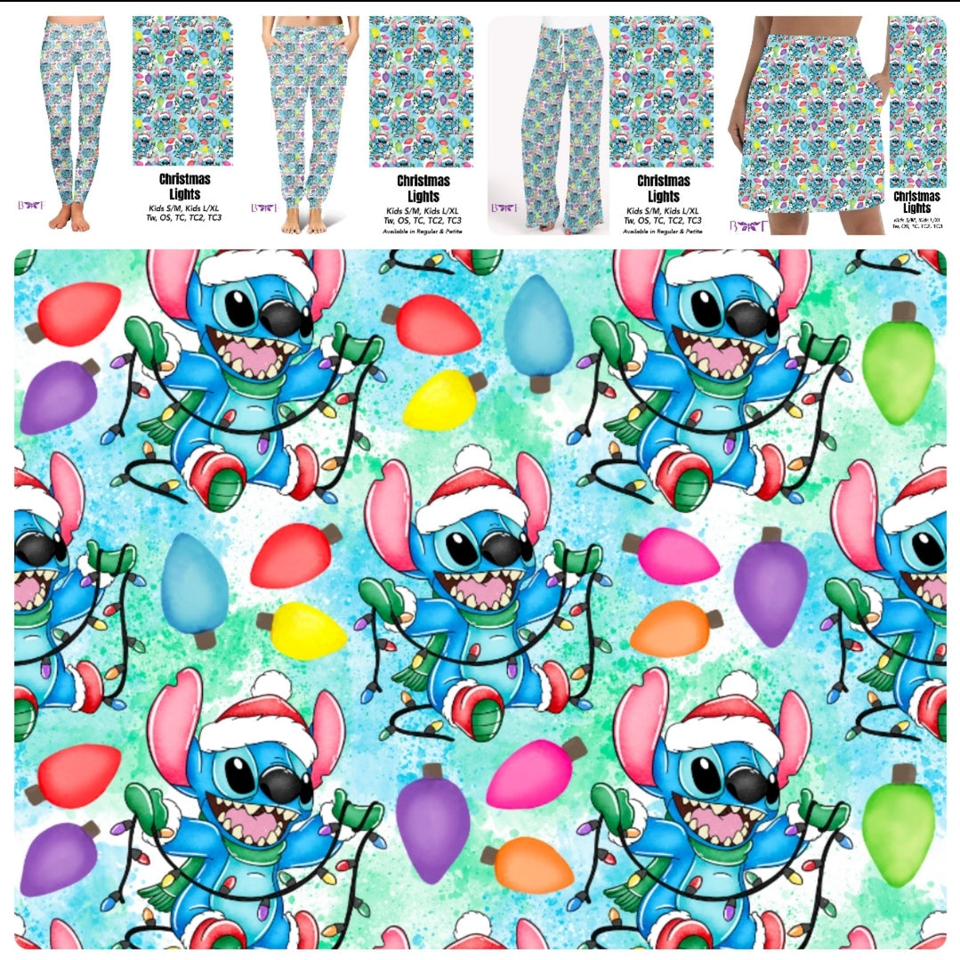 Blue Alien Christmas Lights leggings with pockets