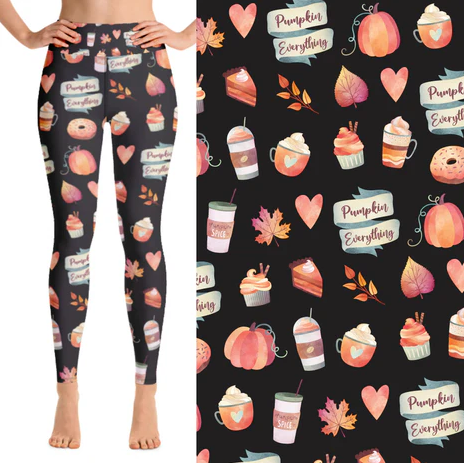 Pumpkin Everything Leggings OS Fits a 0-12 in Women's Pants (FULL LEG)
