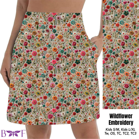 Wildflower Embroidery Capris and Skorts with pockets