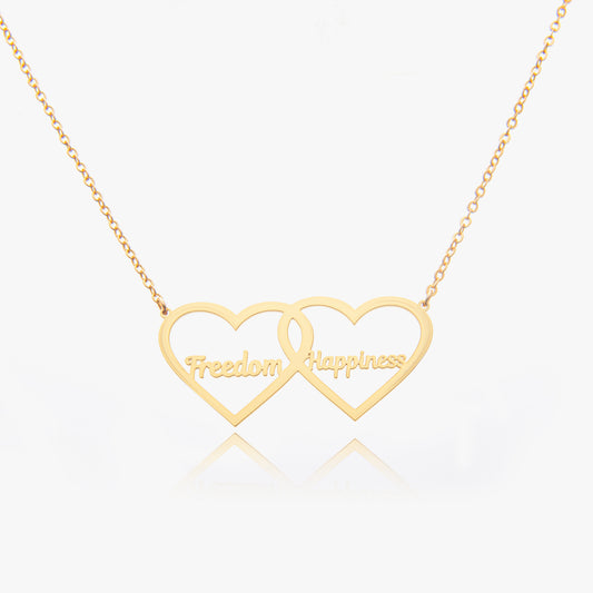 Double Heart Name Necklace-Customize