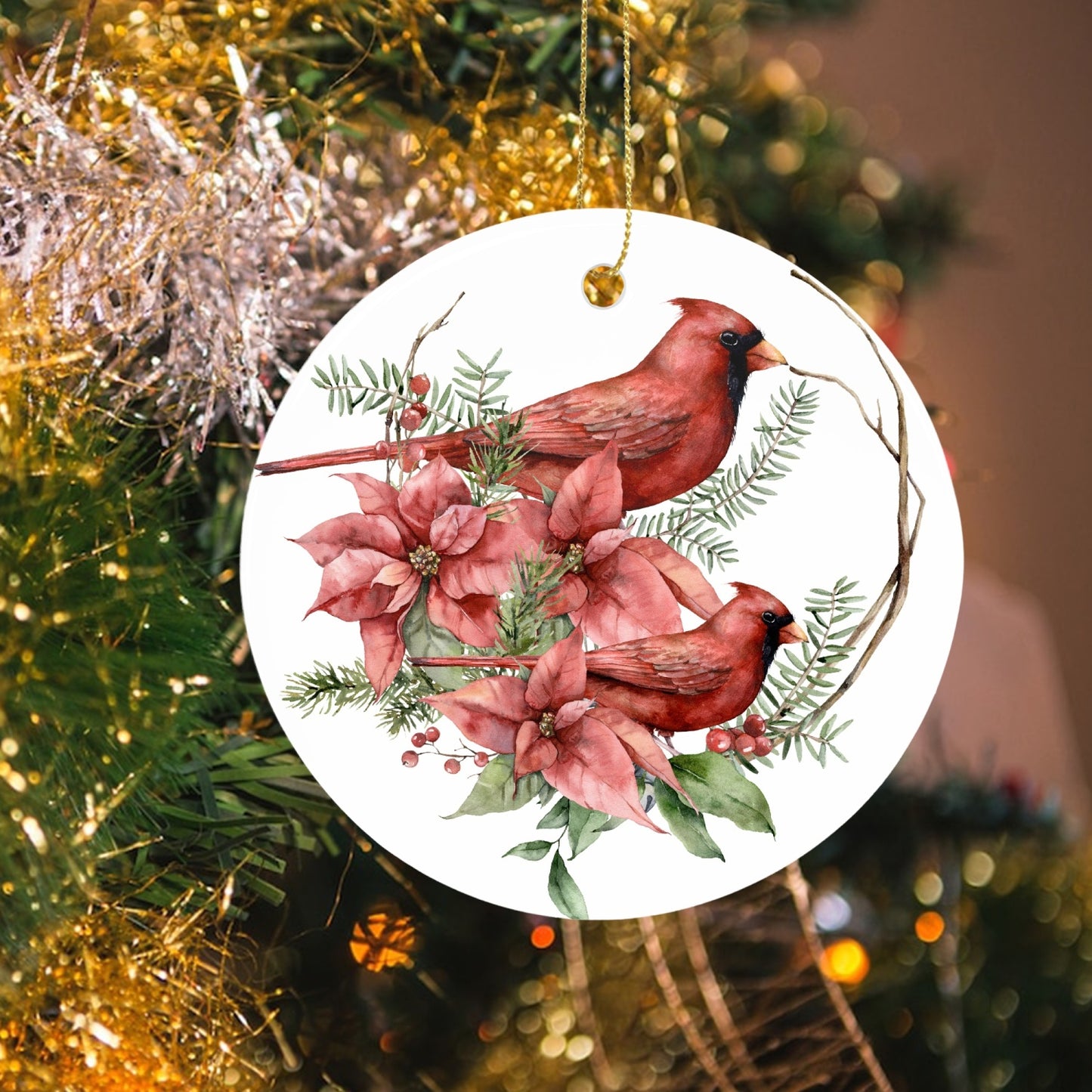 Cardinals Ceramic Circle Ornaments