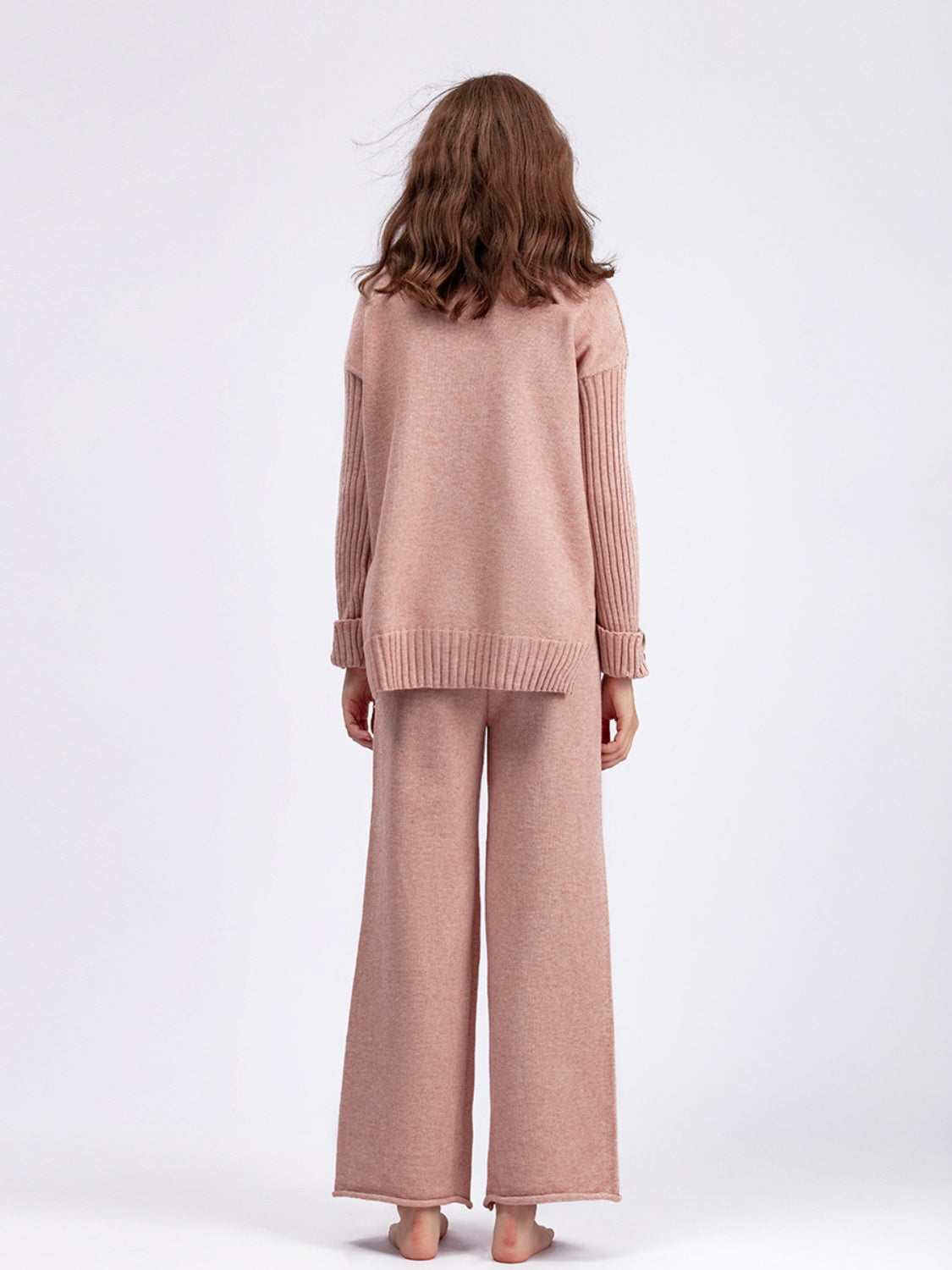 Basic Bae High- Low Turtleneck Long Sleeve Top and Pants Sweater Set