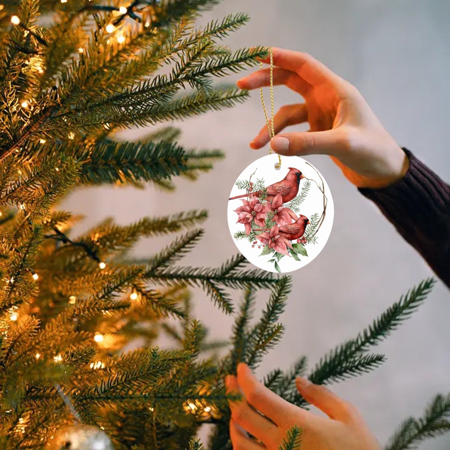 Cardinals Ceramic Circle Ornaments