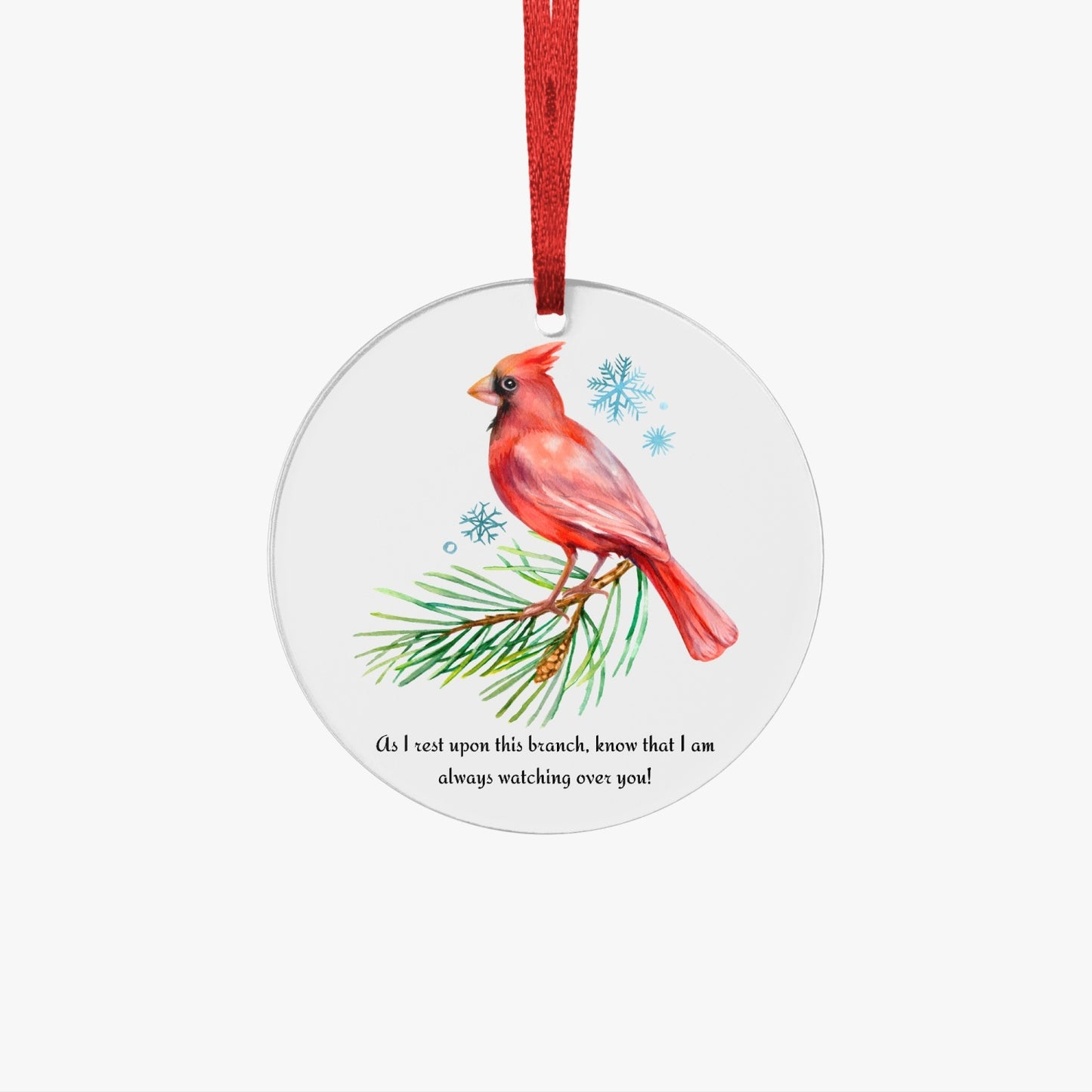 Cardinal Acrylic Round Hanging Ornament