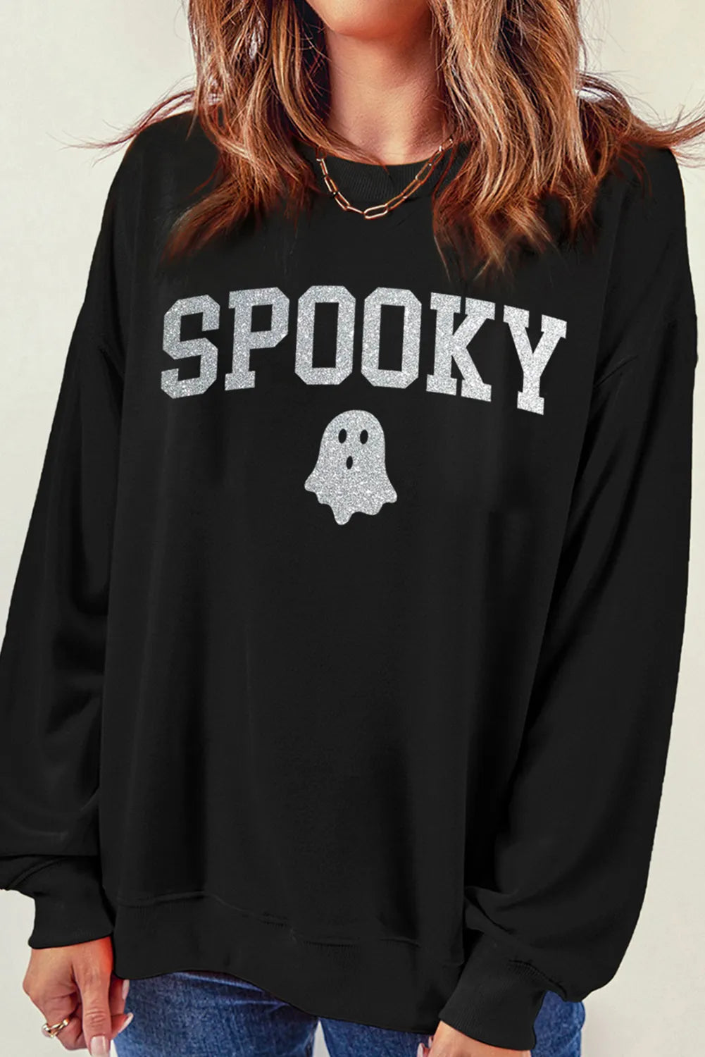 SPOOKY Round Neck Long Sleeve Sweatshirt