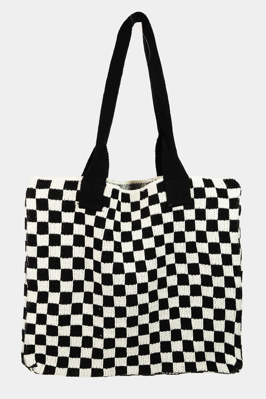 Fame Checkered Pattern Tote Bag