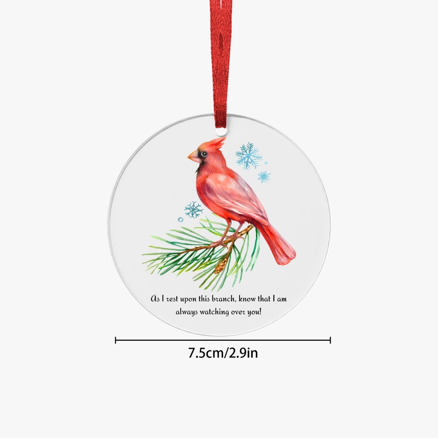 Cardinal Acrylic Round Hanging Ornament