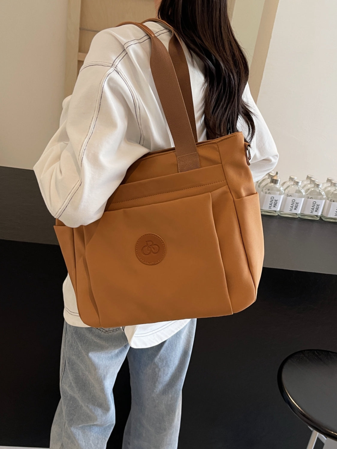 Nylon Solid Color Tote Bag