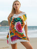 Openwork Printed Round Neck Cover Up