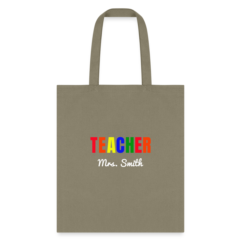 Teacher Tote Bag Customized With Your Name - khaki