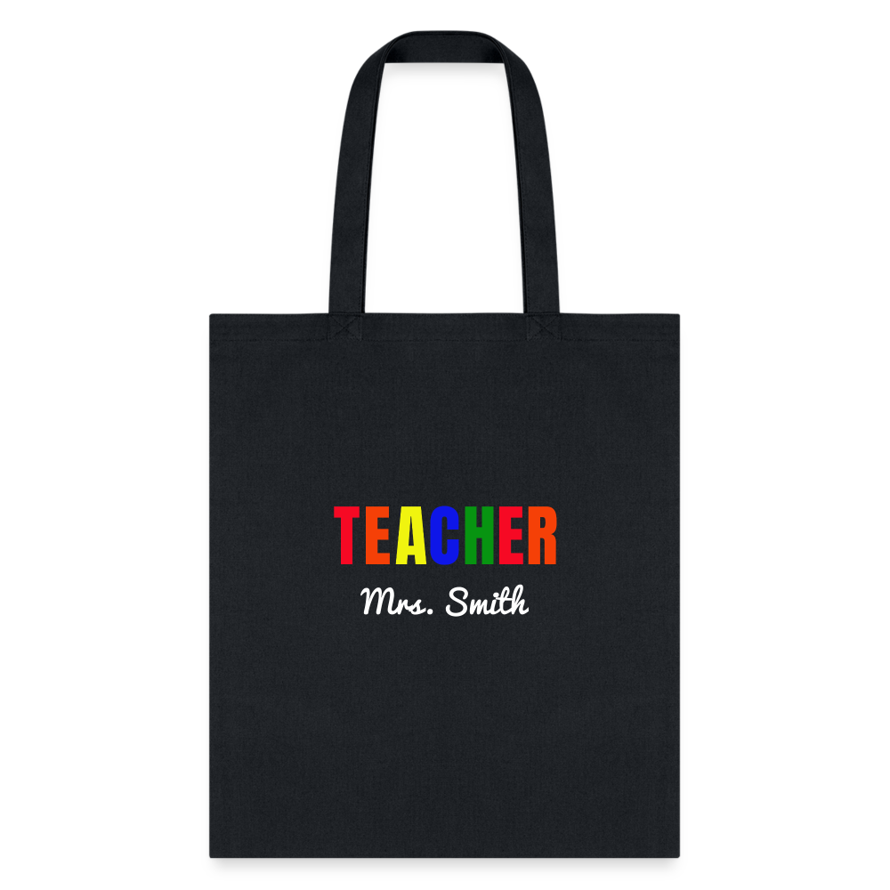 Teacher Tote Bag Customized With Your Name - black