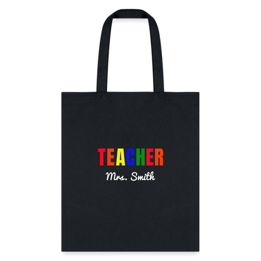 Teacher Tote Bag Customized With Your Name - black