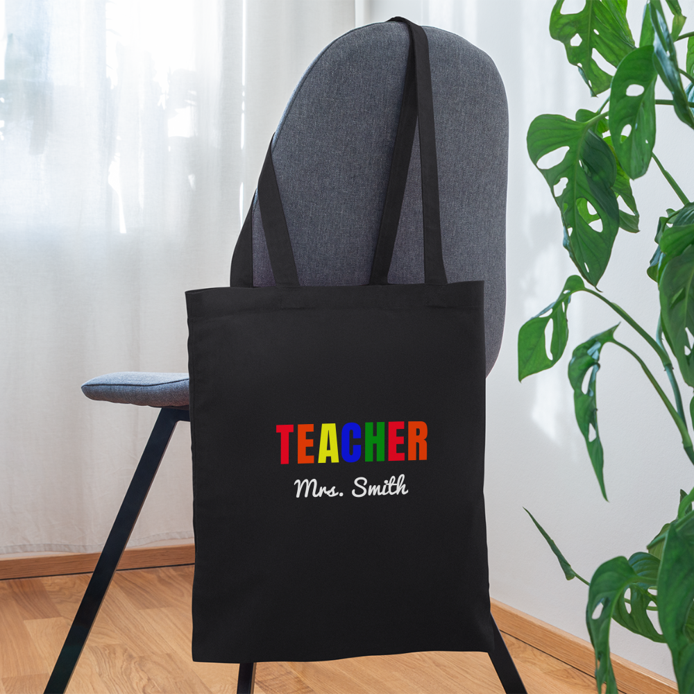 Teacher Tote Bag Customized With Your Name - black