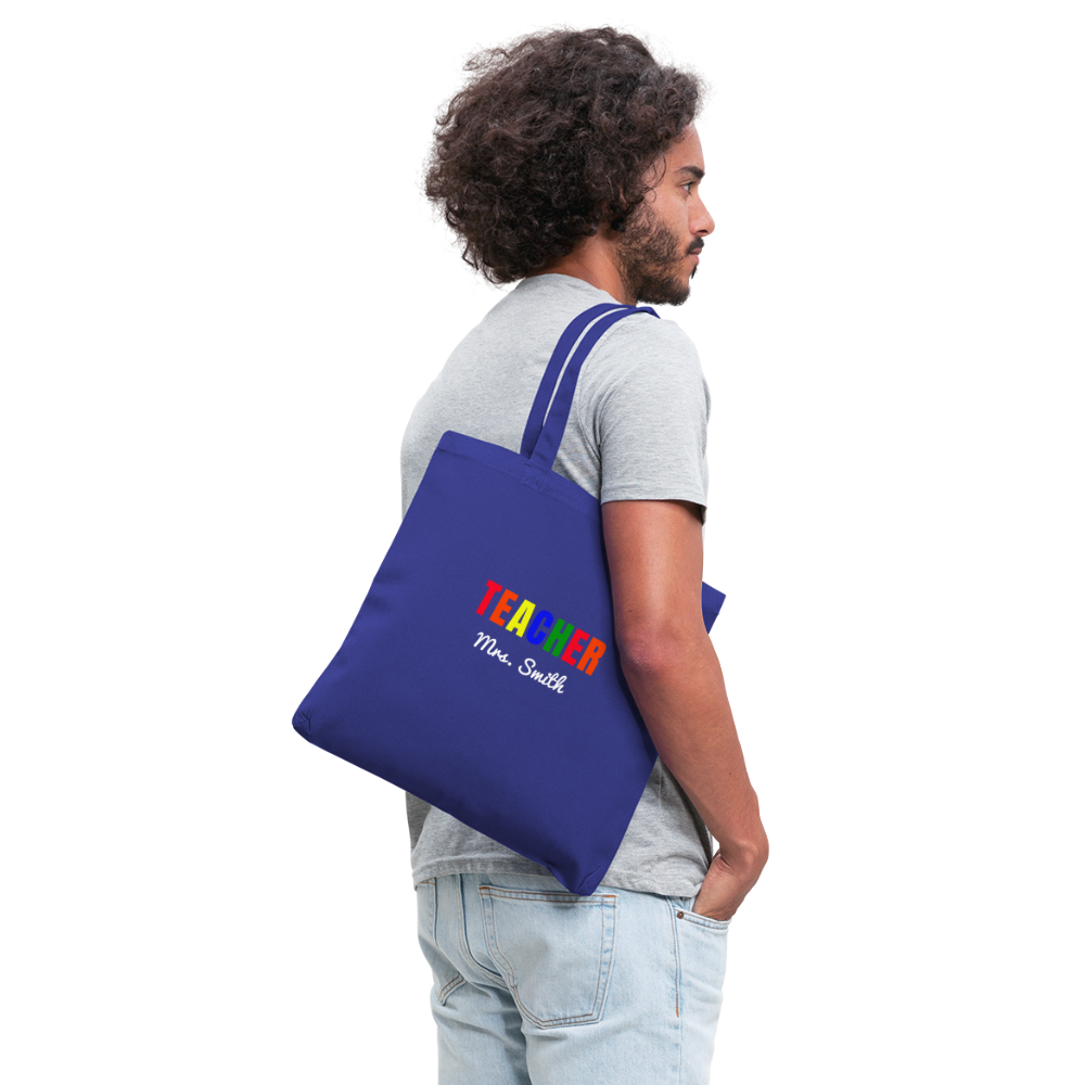 Teacher Tote Bag Customized With Your Name - royal blue