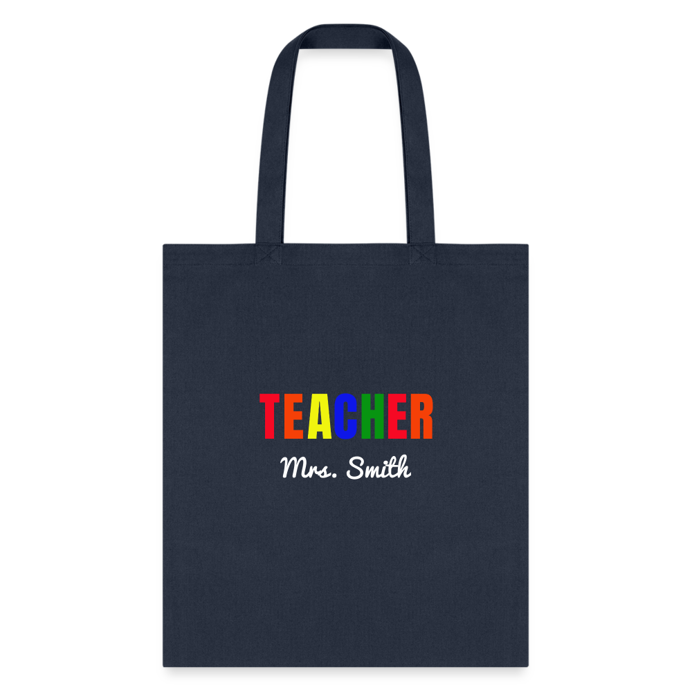 Teacher Tote Bag Customized With Your Name - navy