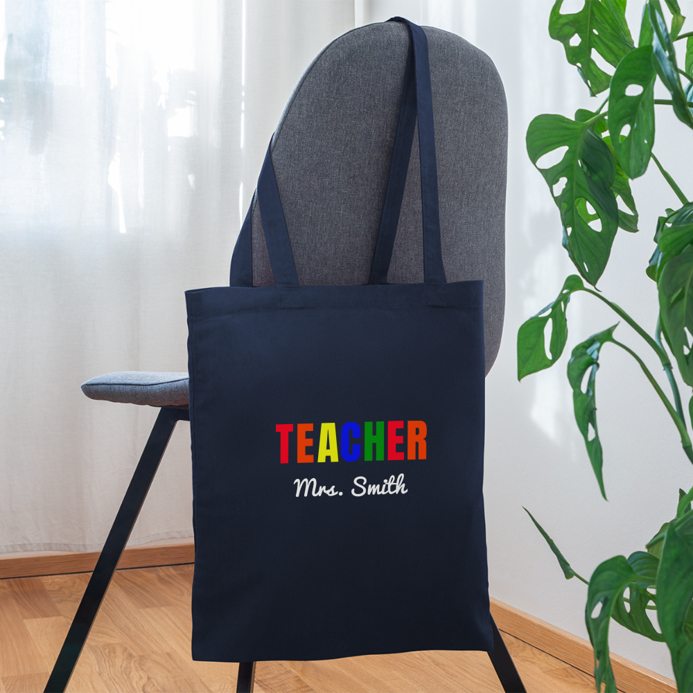 Teacher Tote Bag Customized With Your Name - navy