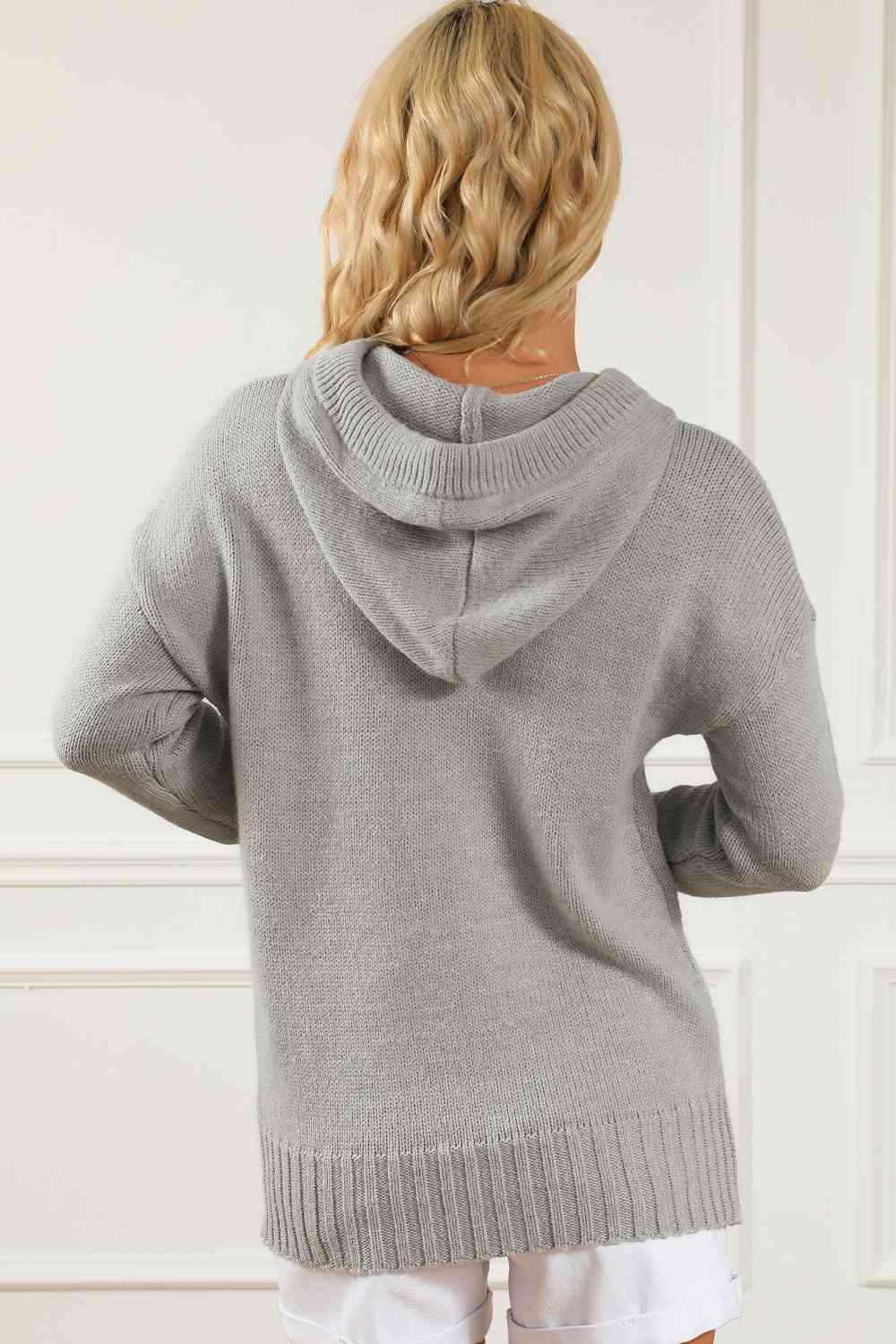 Drawstring Hooded Sweater with Pocket